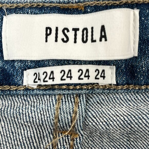 Pistola Monroe Straight Leg Cropped Cigarette Jeans Side Stripe Medium Wash - Picture 2 of 12